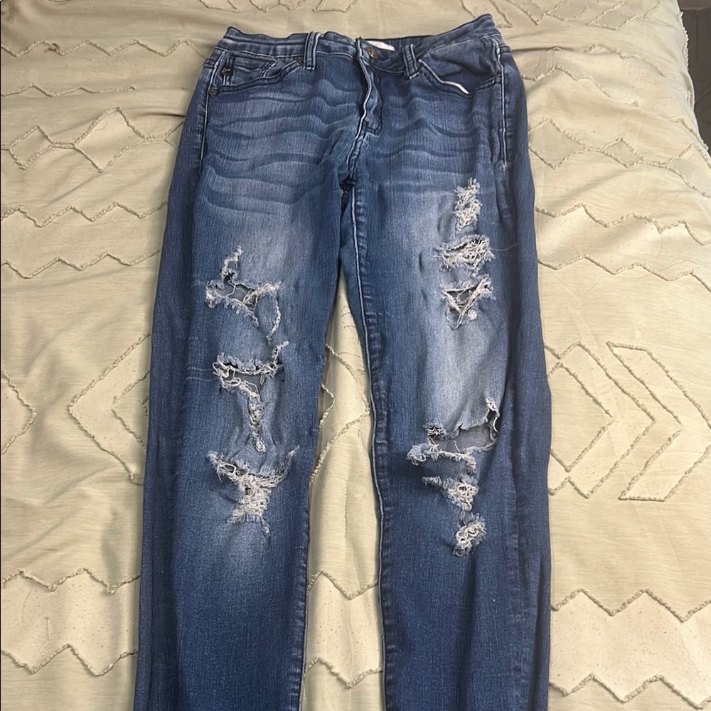KanCan Blue skinny Jeans with Distressed Details